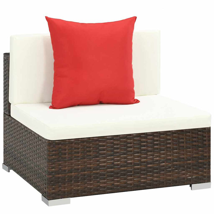 haveloungesæt 7 dele med hynder polyrattan brun