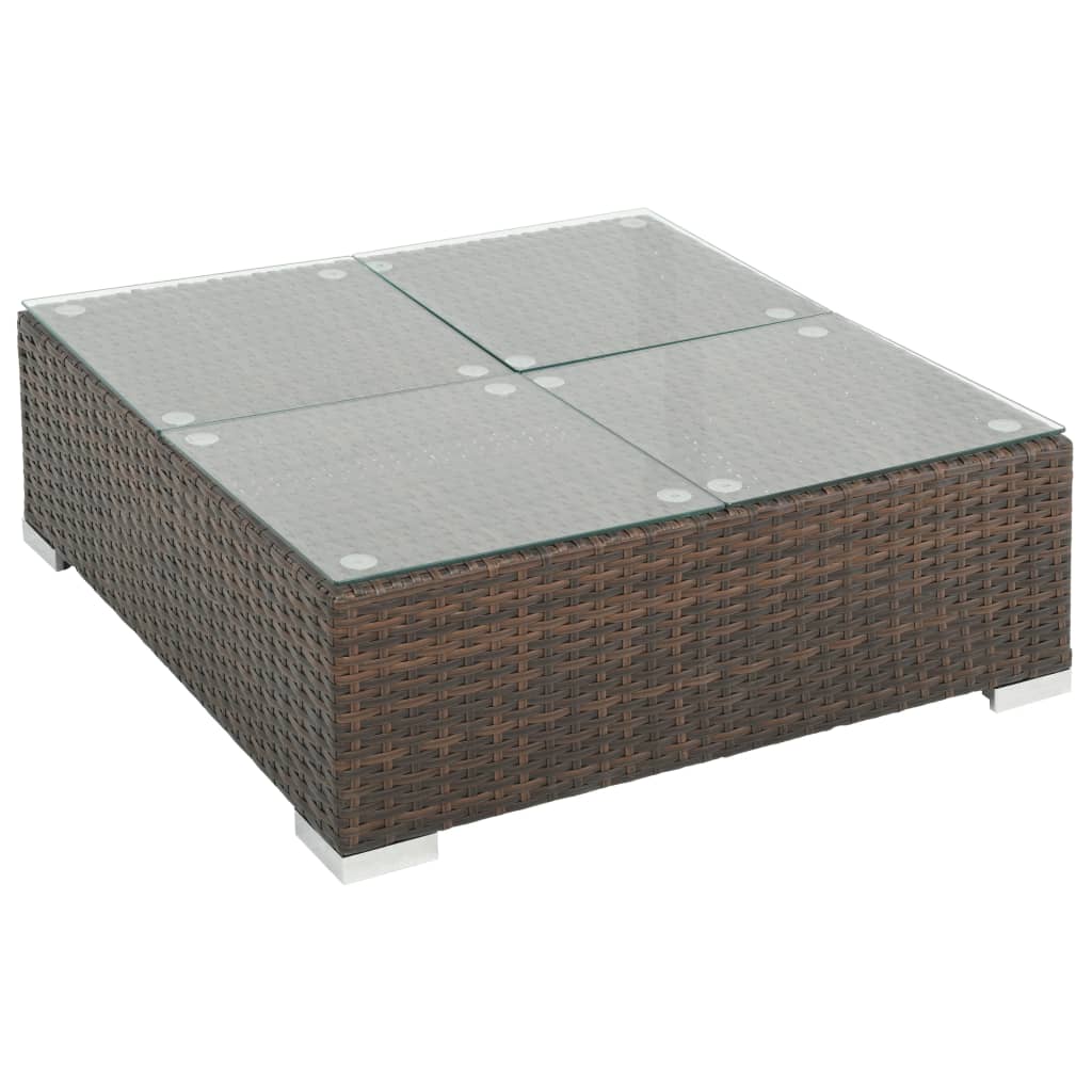 haveloungesæt 7 dele med hynder polyrattan brun