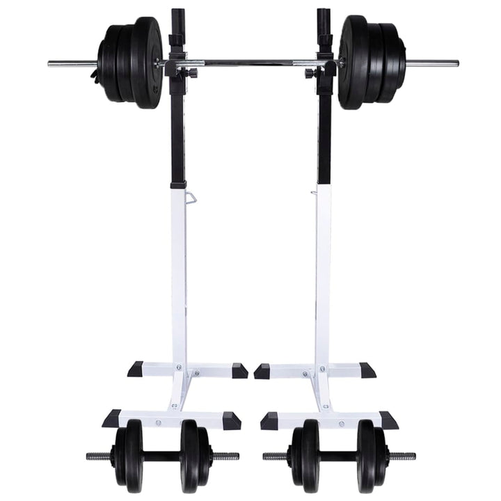 vægtstang- og squat-stativ med vægtstang- og håndvægtsæt 60,5kg
