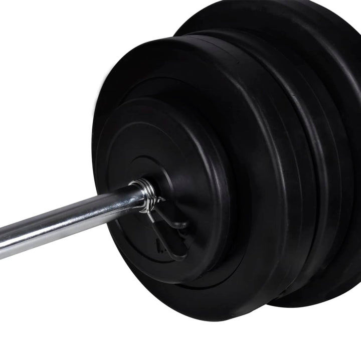 vægtstang- og squat-stativ med vægtstang- og håndvægtsæt 60,5kg