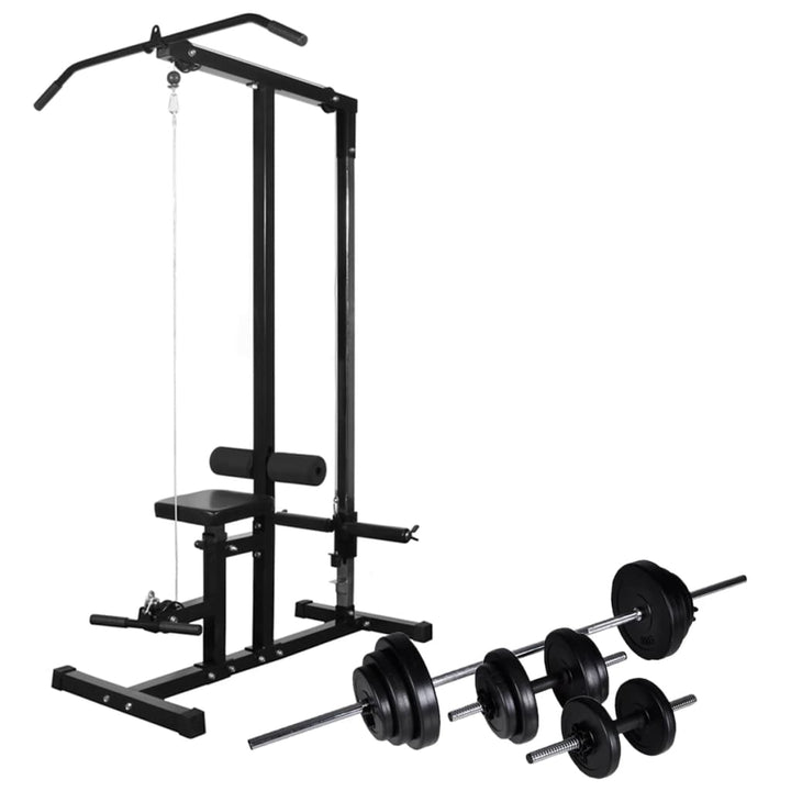 styrketårn med vægtstang- og håndvægtsæt 30,5 kg