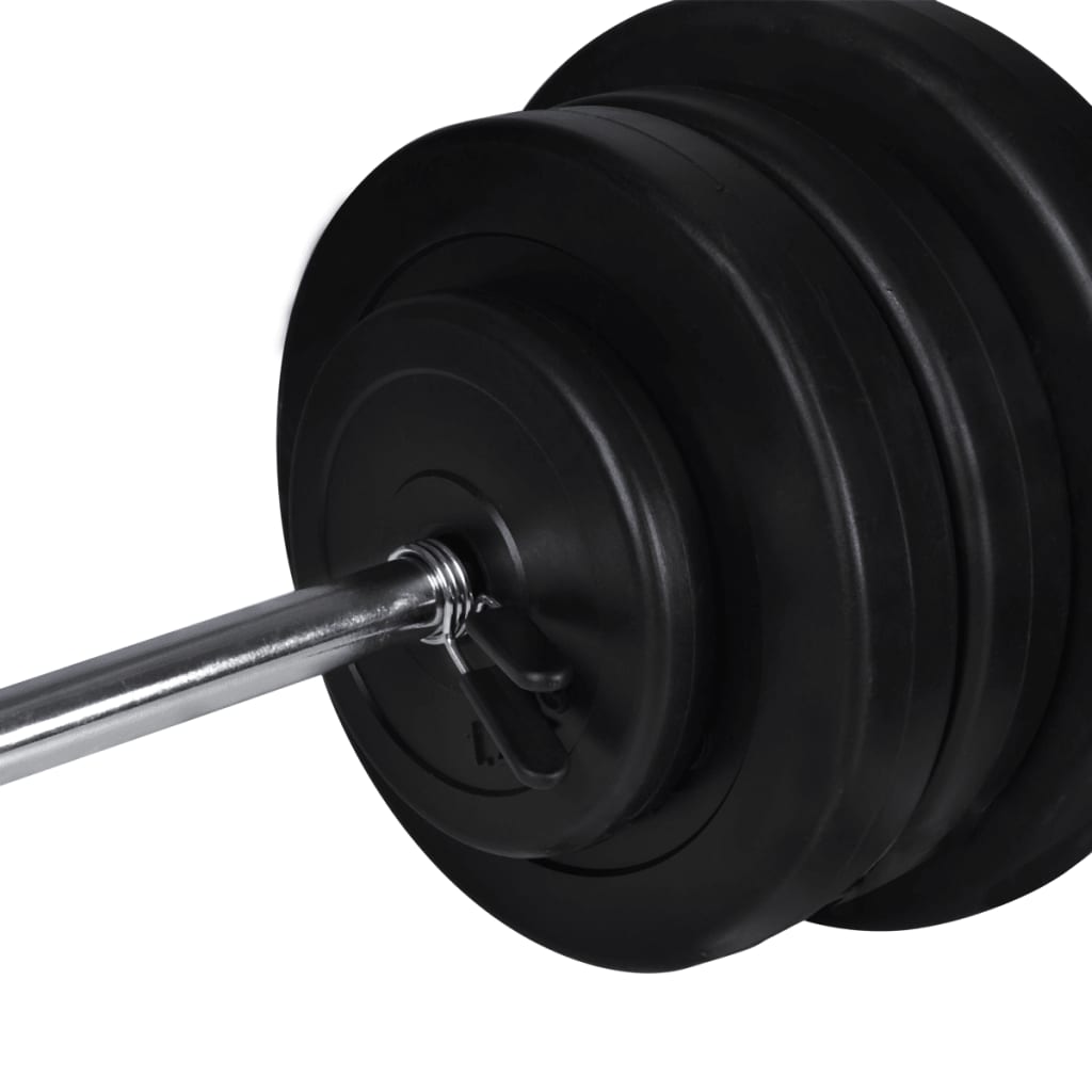 vægmonteret styrketårn med vægtstang- og håndvægtsæt 60,5 kg
