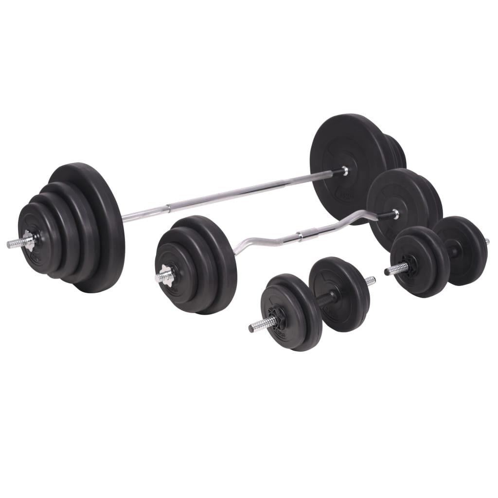 træningsbænk med vægtstativ, vægtstang- og håndvægtsæt 120 kg