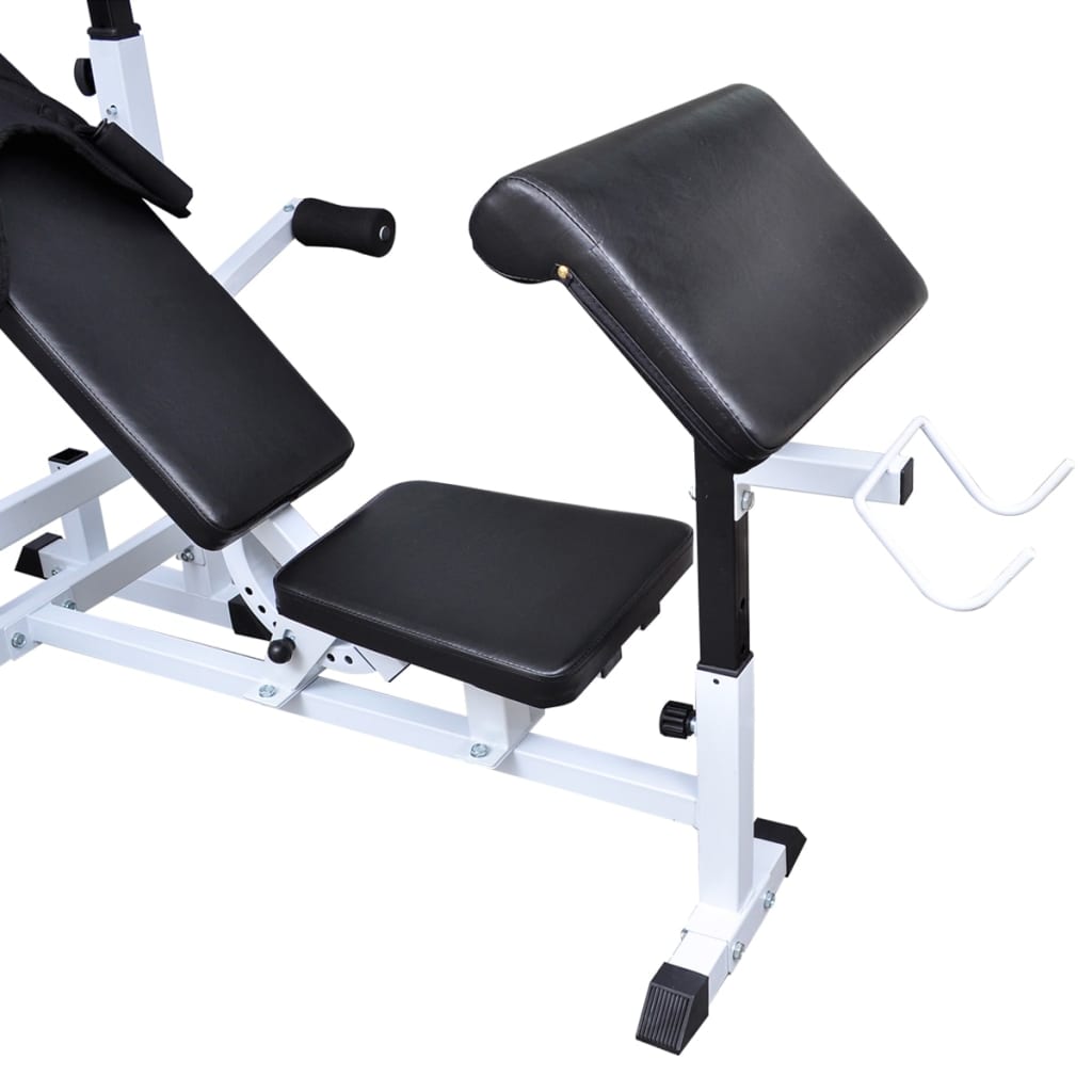 vægtbænk med vægtstativ, vægtstang- og håndvægtsæt 120 kg