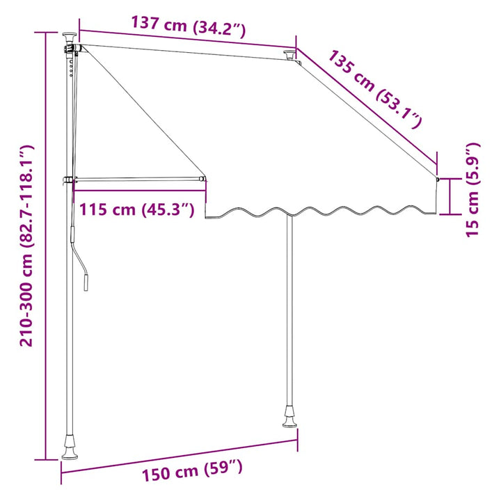 foldemarkise manuel betjening 150 cm antracitgrå