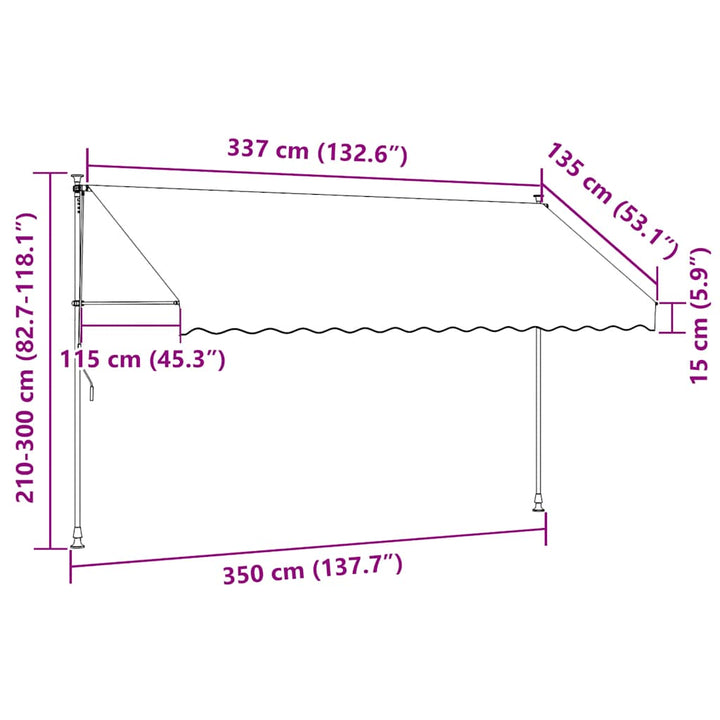 foldemarkise med manuel betjening 350 cm cremefarvet