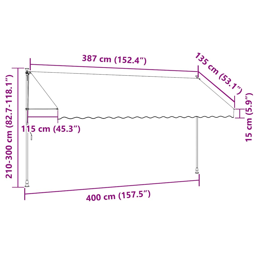 foldemarkise med manuel betjening 400 cm cremefarvet