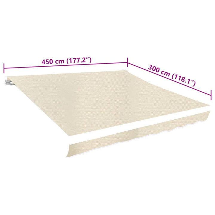 udskiftningsdug til markise 4,5x3 m polyester cremefarvet