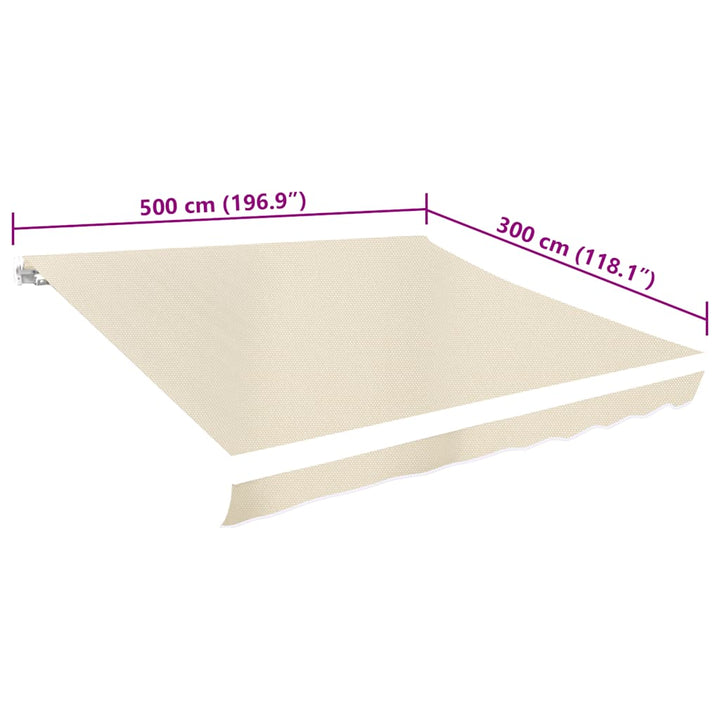 udskiftningsdug til markise 5x3 m polyester cremefarvet