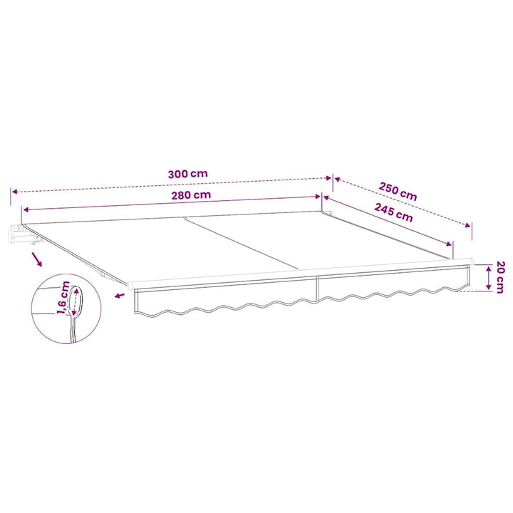 udskiftningsdug til markise 300x250 cm polyester grå