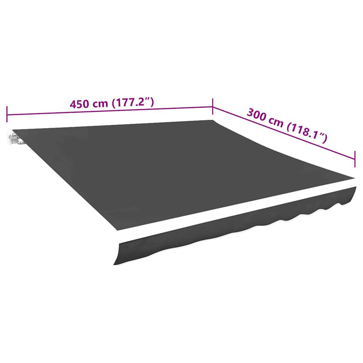 udskiftningsdug til markise 4,5x3 m polyester grå