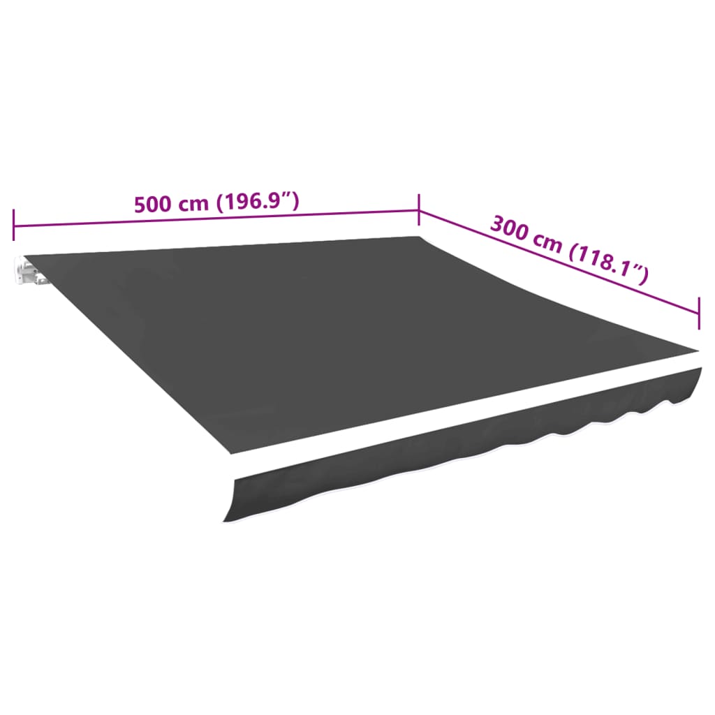 udskiftningsdug til markise 5x3 m polyester grå