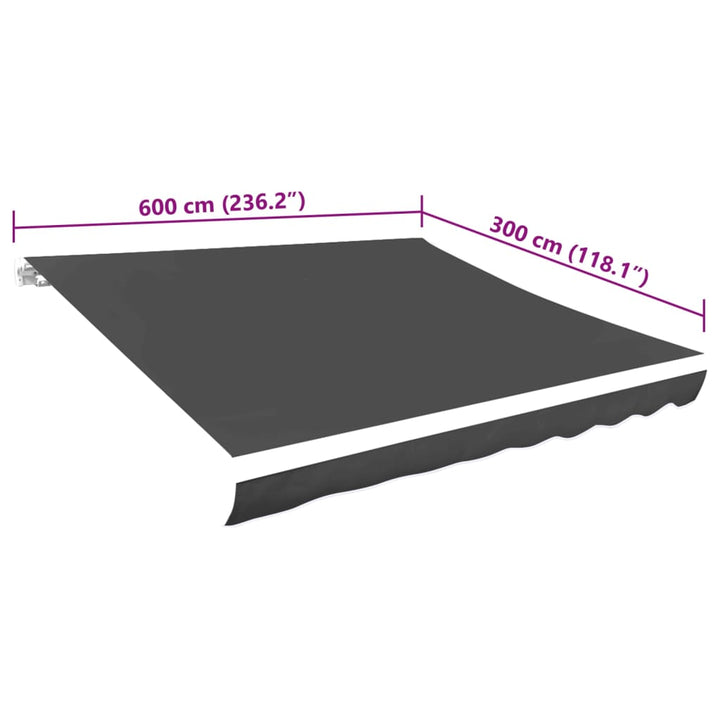 udskiftningsdug til markise 6x3 m polyester grå
