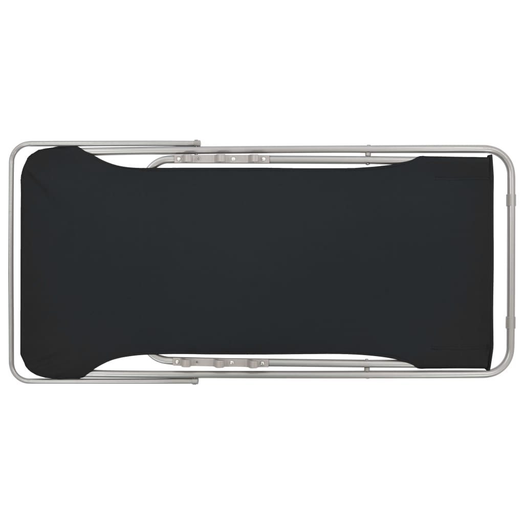 foldbare strandstole 2 stk. stål og oxfordstof sort