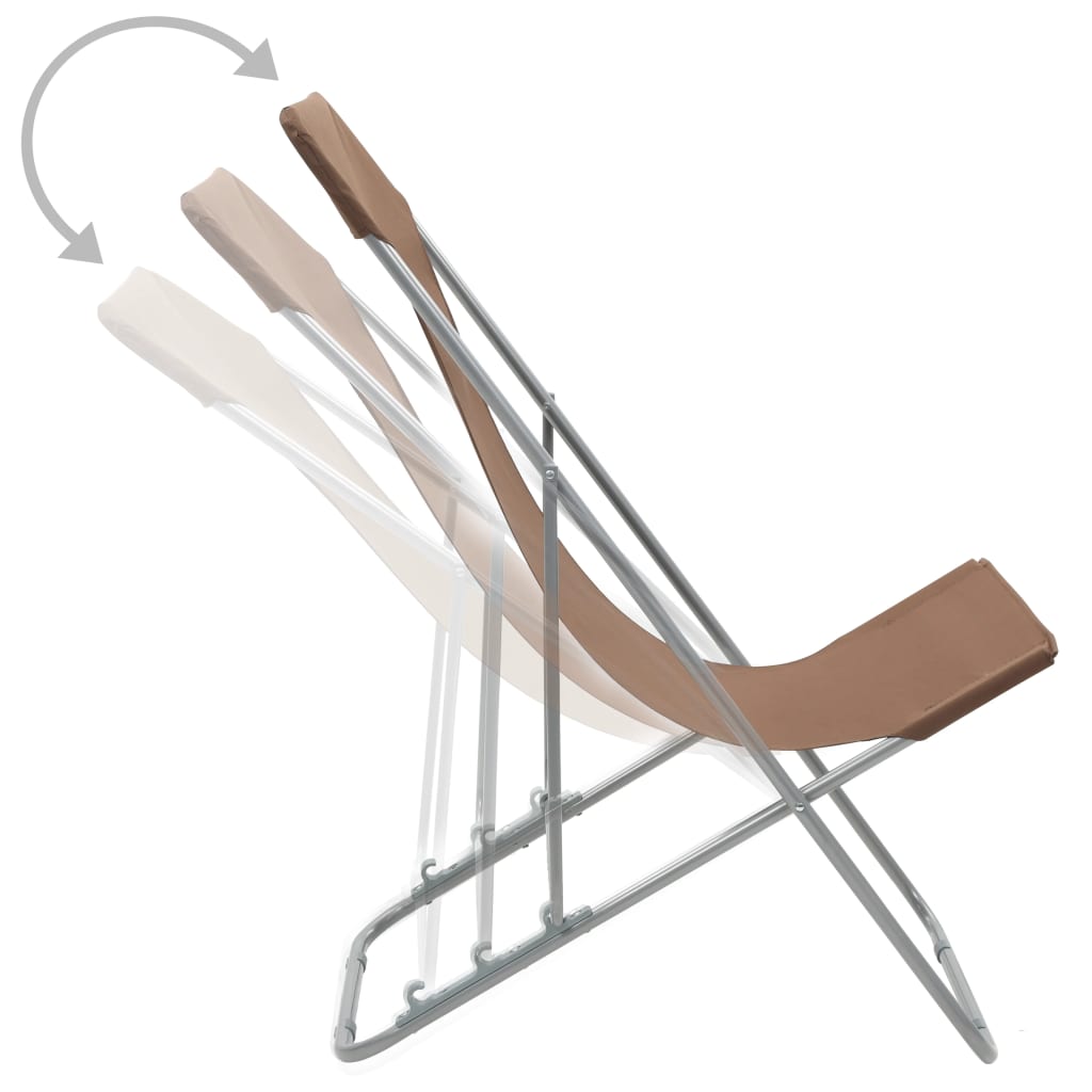 foldbare strandstole 2 stk. stål og oxfordstof brun