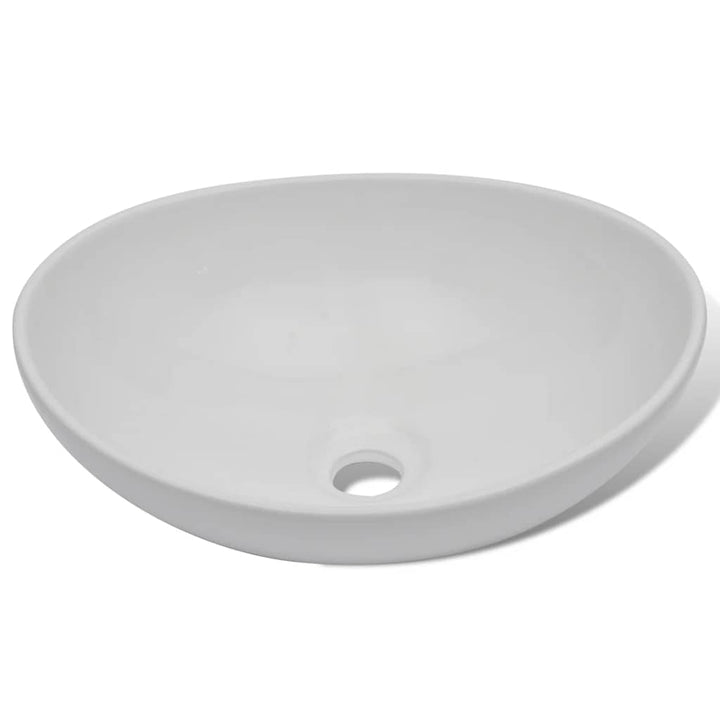 keramisk håndvask 40 x 33 cm oval hvid