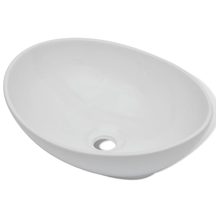keramisk håndvask 40 x 33 cm oval hvid