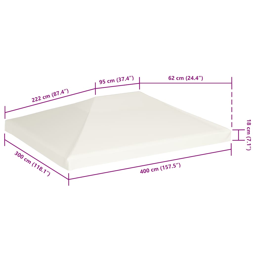 pavillontopdække 310 g/m² 4 x 3 m cremehvid