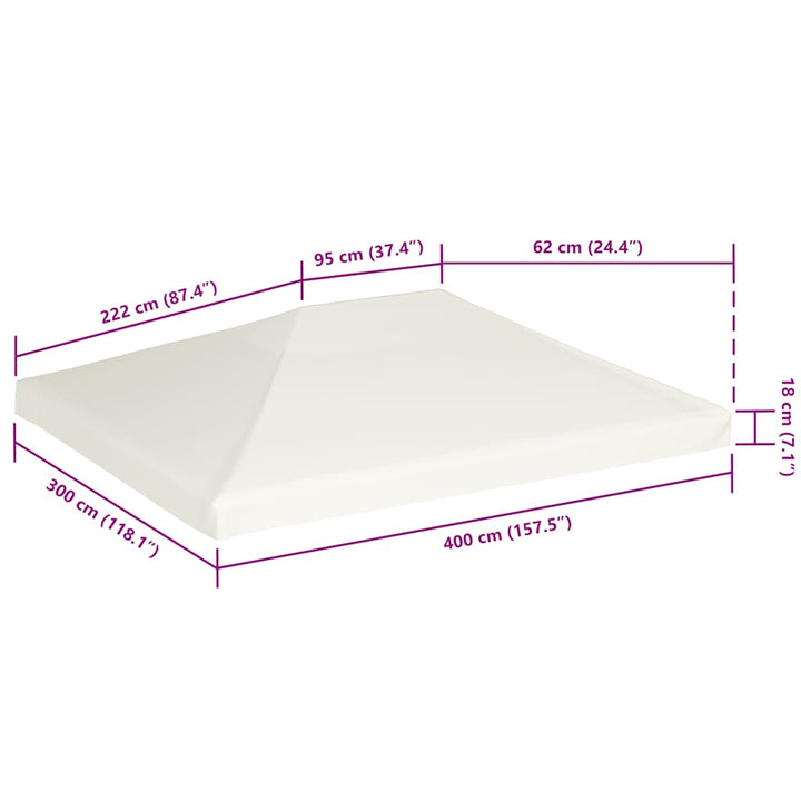 pavillontopdække 310 g/m² 4 x 3 m cremehvid