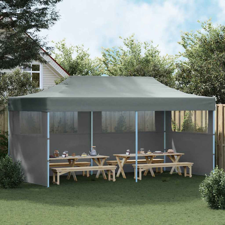 foldbart pop-op-festtelt med sidevægge 3x6 m antracitgrå
