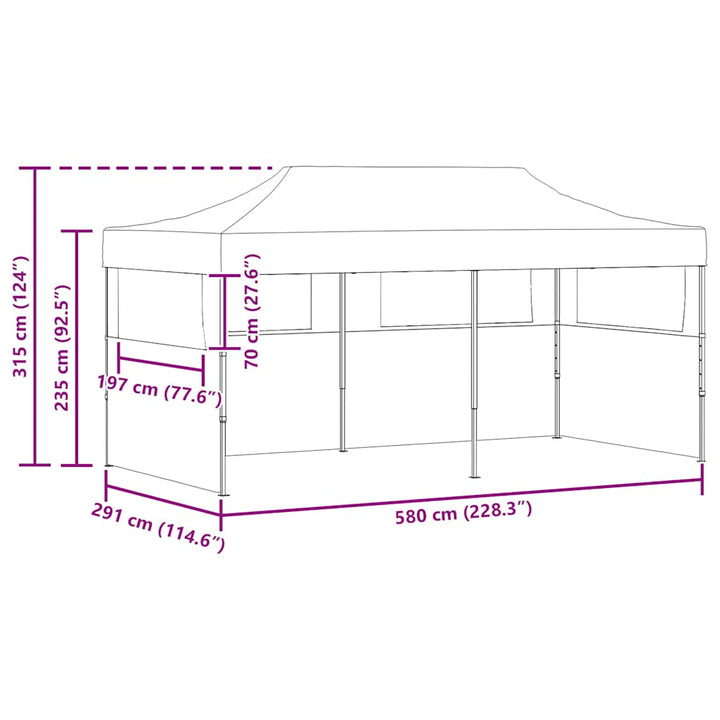 foldbart pop-op-festtelt med sidevægge 3x6 m antracitgrå