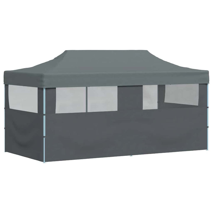 foldbart pop-op-festtelt med sidevægge 3x6 m antracitgrå