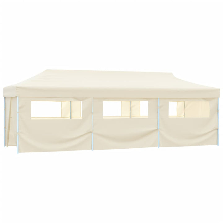 foldbart pop op-festtelt med 8 sidevægge 870x291x315 cm cremefarvet