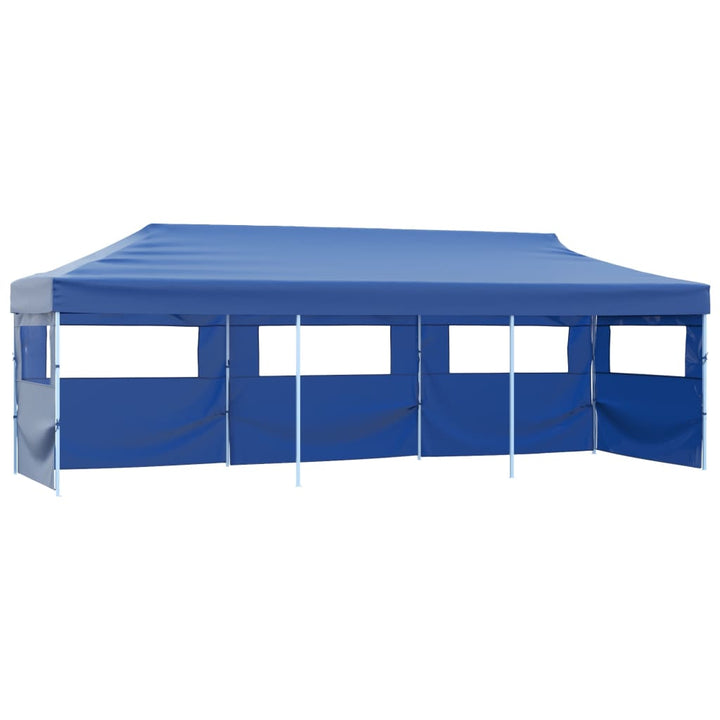 foldbart pop up-festtelt med 5 sidevægge 3 x 9 m blå