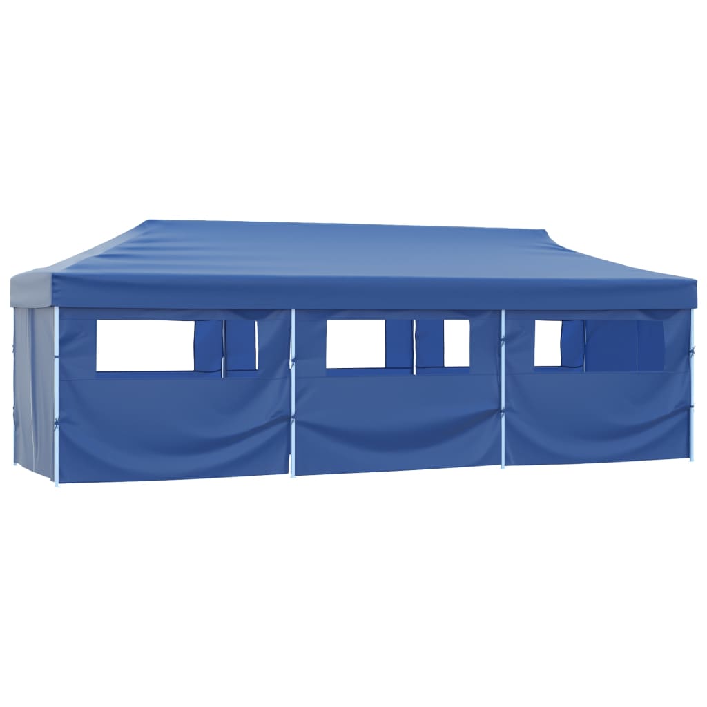foldbart pop up-festtelt med 8 sidevægge 870x291x315 cm blå