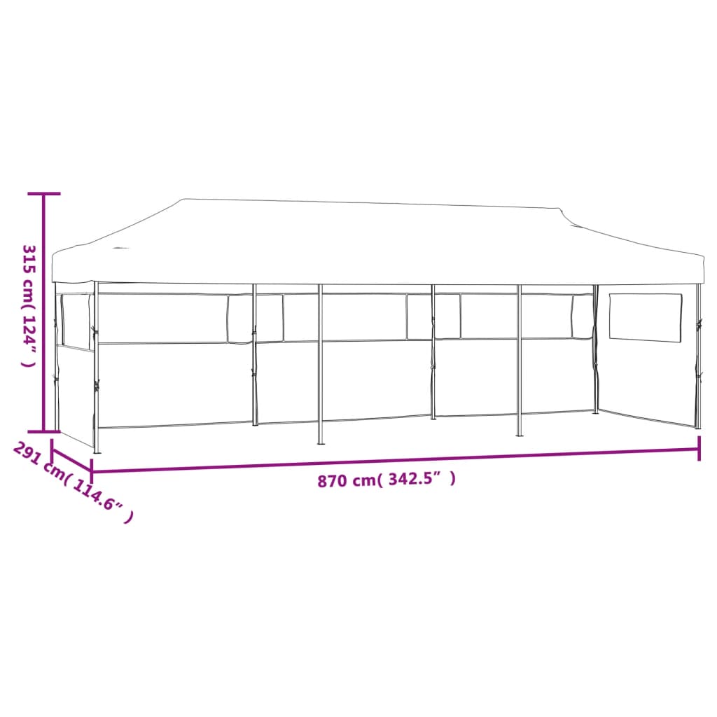 foldbart pop op-festtelt med 5 sidevægge 870x291x315 cm antracitgrå