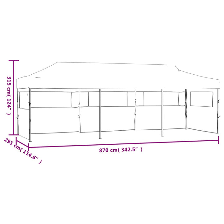 foldbart pop op-festtelt med 5 sidevægge 870x291x315 cm antracitgrå