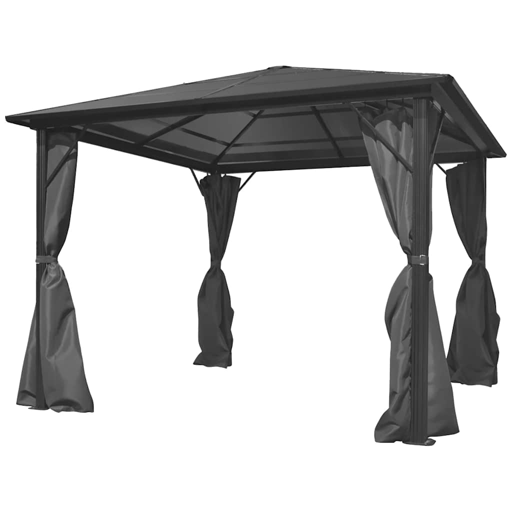pavillon med gardin aluminium 300 x 300 cm antracitgrå