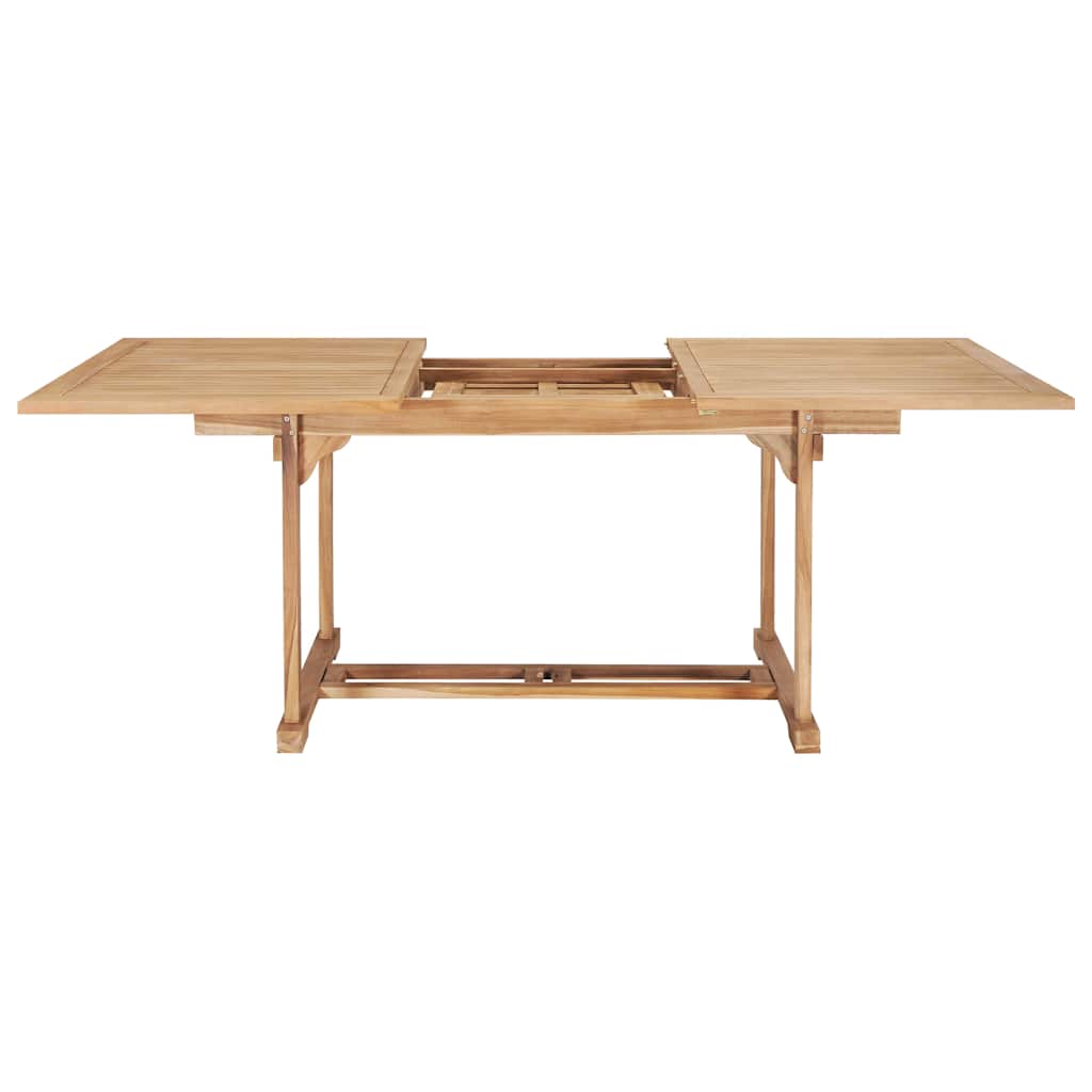 udendørs spisebordssæt 7 dele 150-200x100x75 cm massivt teak