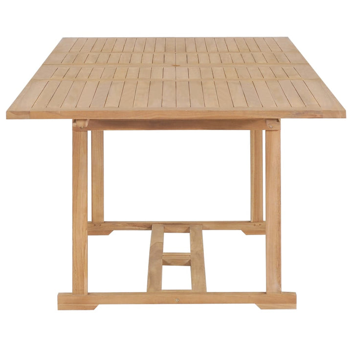 udendørs spisebordssæt 9 dele 180-280x100x75 cm massivt teak