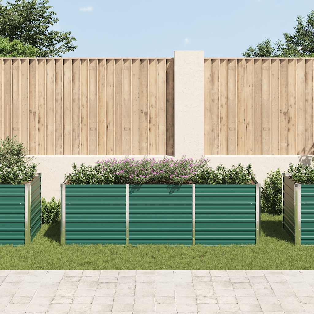 forhøjet plantekasse 240x80x77 cm galvaniseret stål grøn