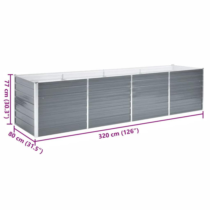 forhøjet plantekasse 320x80x77 cm galvaniseret stål grå