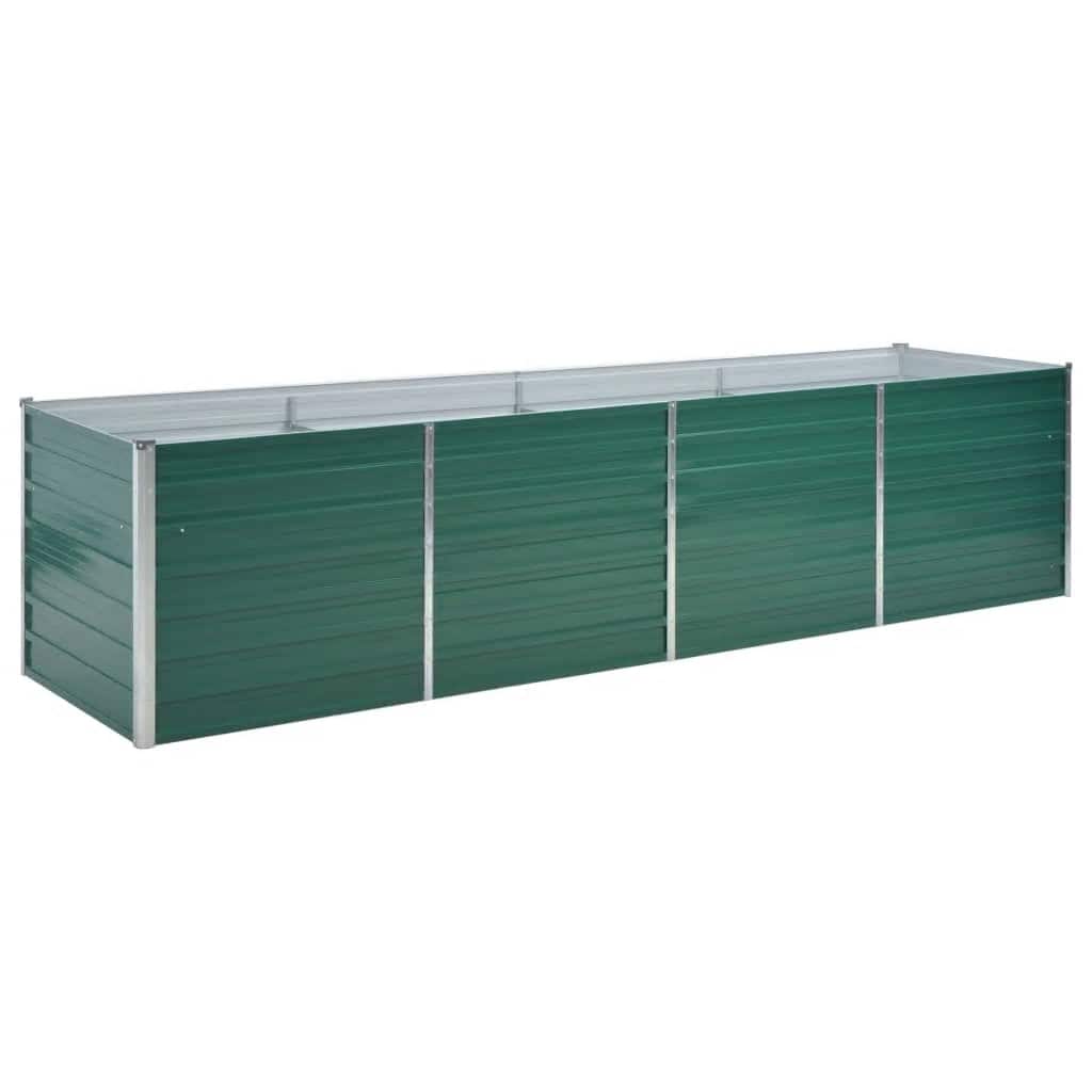 forhøjet plantekasse 320x80x77 cm galvaniseret stål grøn