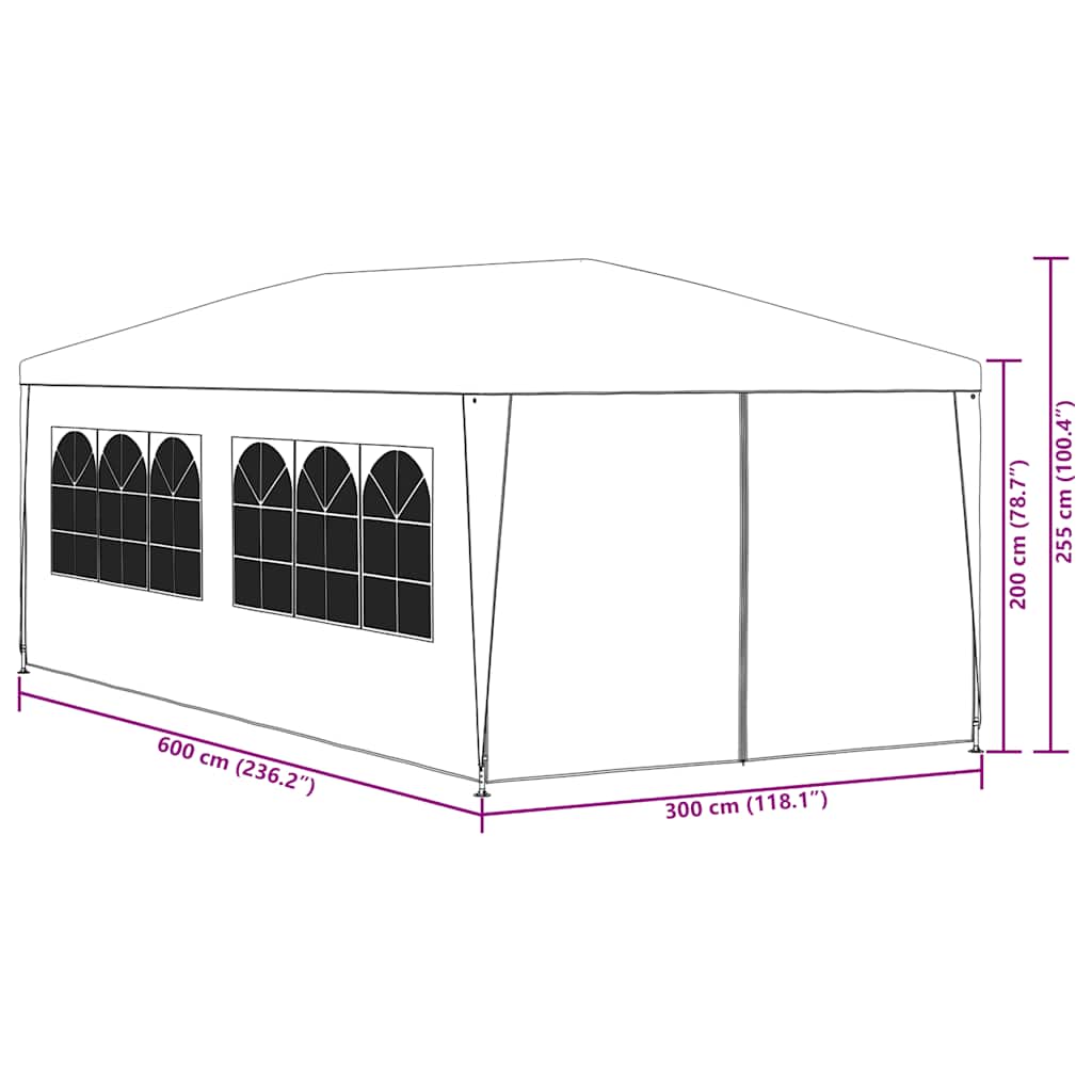 festtelt 3 x 6 m antracitgrå