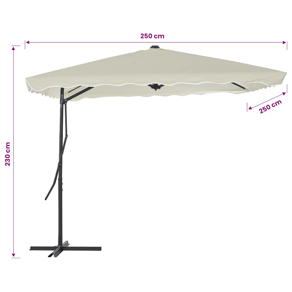 parasol 250x250 cm stålstang sandfarvet