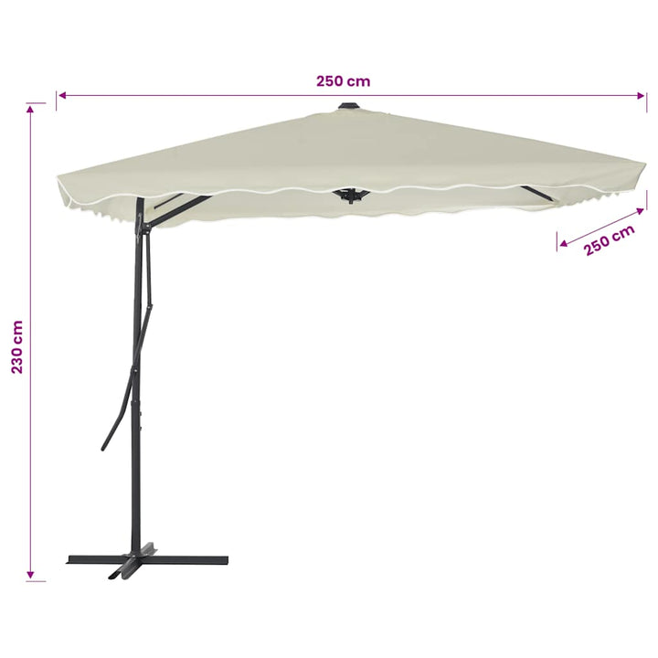 parasol 250x250 cm stålstang sandfarvet