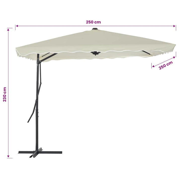 parasol 250x250 cm stålstang sandfarvet