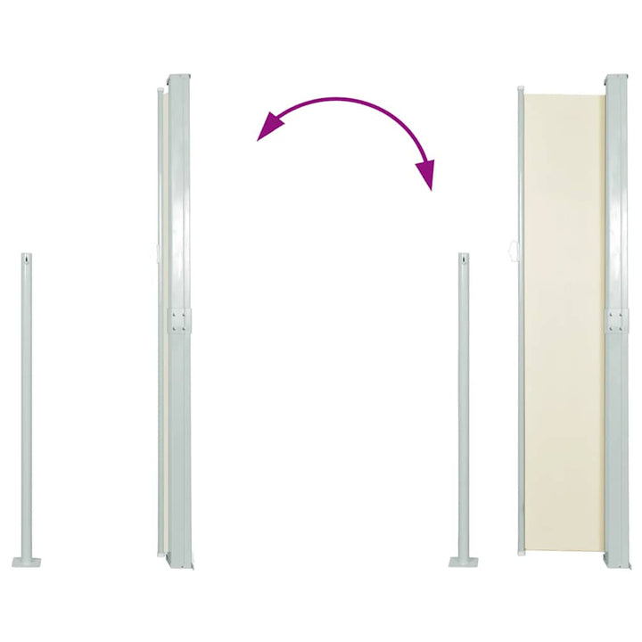 sammenrullelig sidemarkise 140 x 314 cm cremefarvet