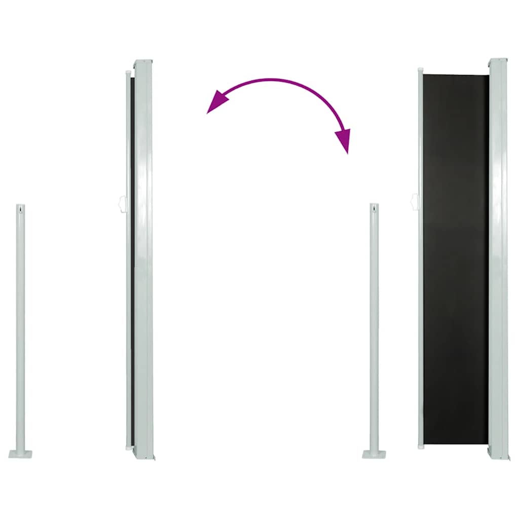 sammenrullelig sidemarkise 120 x 300 cm sort