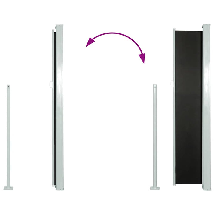 sammenrullelig sidemarkise 120 x 300 cm sort