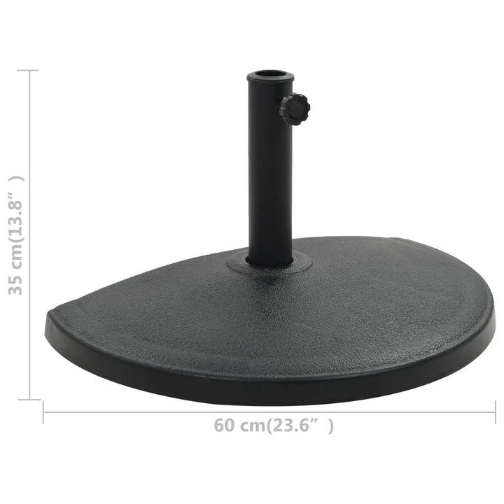 parasolfod halvrund polyresin 15 kg sort