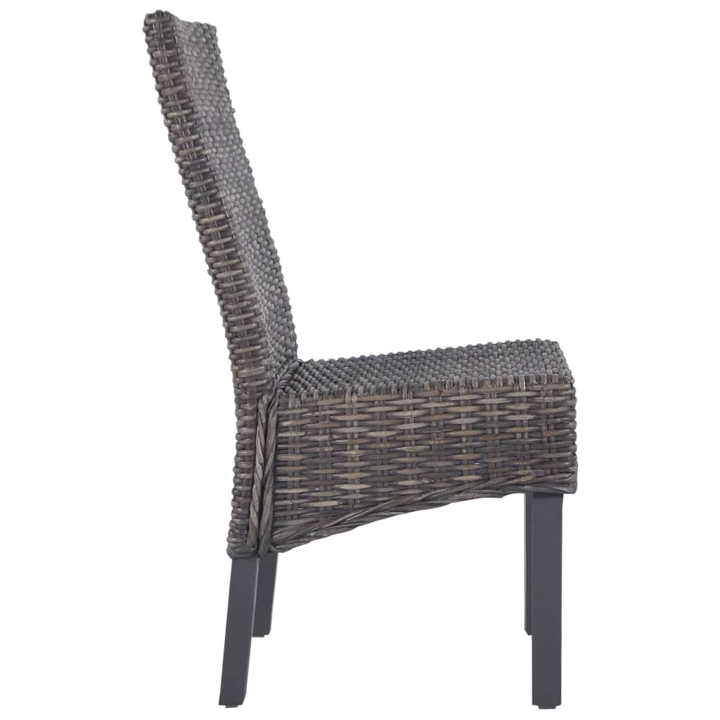spisebordsstole 6 stk. kubu-rattan og mangotræ brun