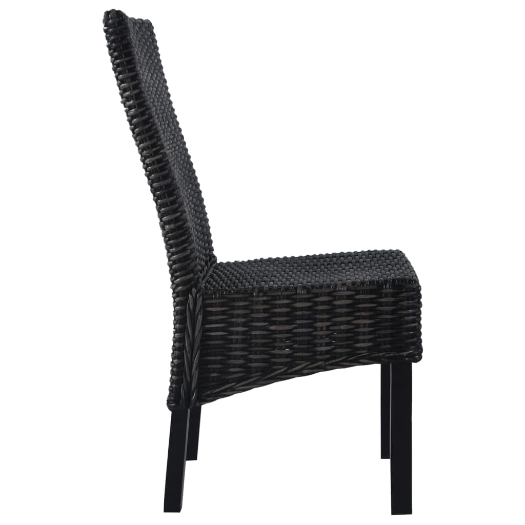 spisebordsstole 4 stk. kubu-rattan og mangotræ sort