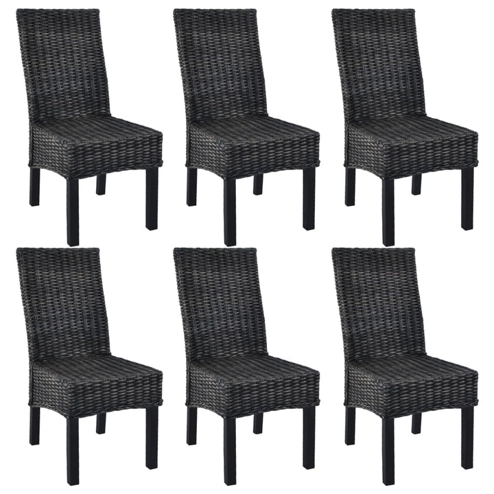 spisebordsstole 6 stk. kubu-rattan og mangotræ sort