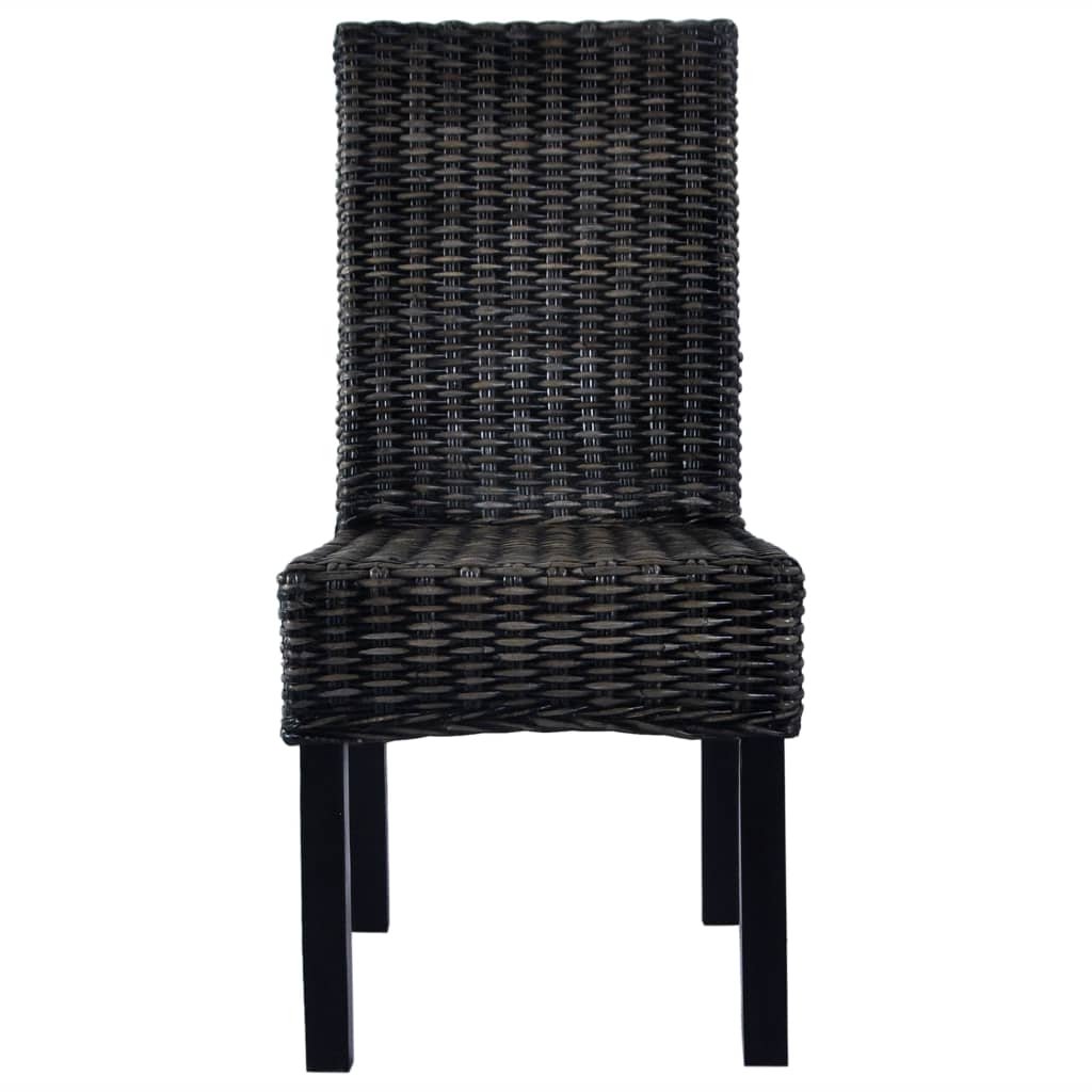 spisebordsstole 6 stk. kubu-rattan og mangotræ sort