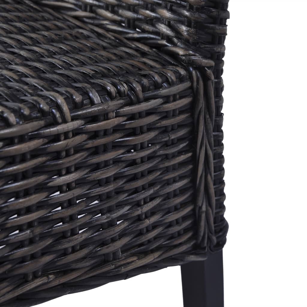 spisebordsstole 6 stk. kubu-rattan og mangotræ sort